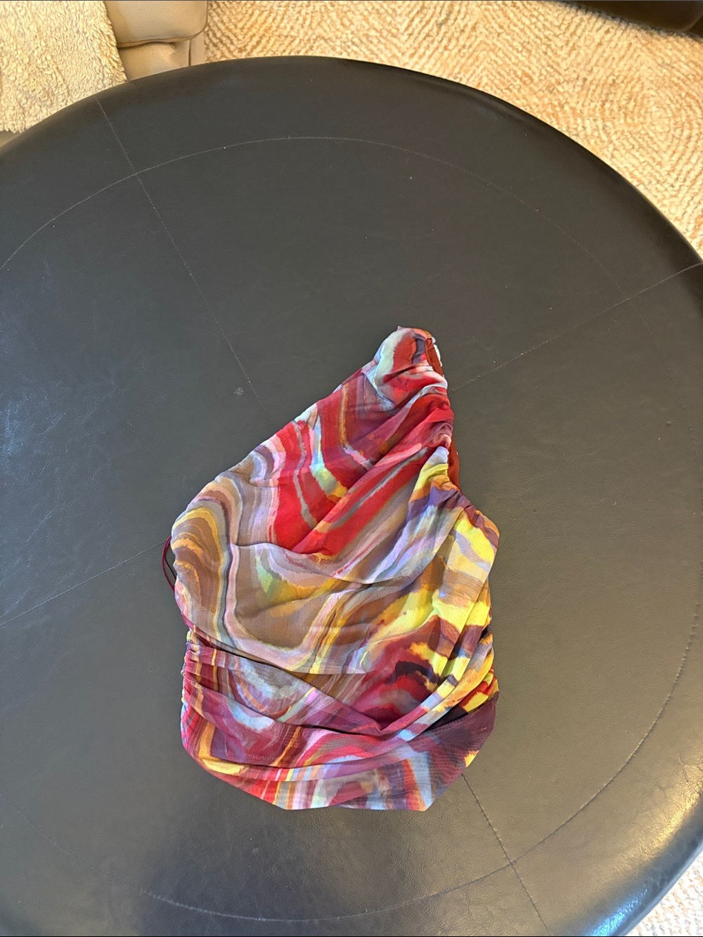 Multicolor Swirl One-Shoulder Top